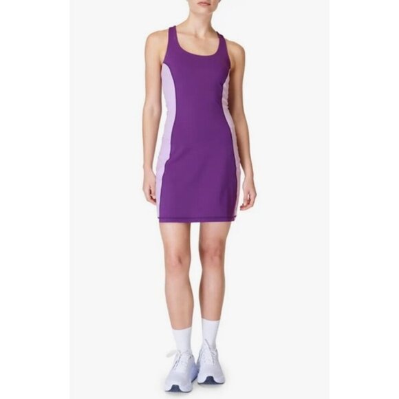 SWEATY BETTY Power Workout Colorblock Performance Dress ~ Deep Purple Large NWT - Picture 5 of 16
